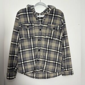 Plaid mens flannel in Gray and Cream